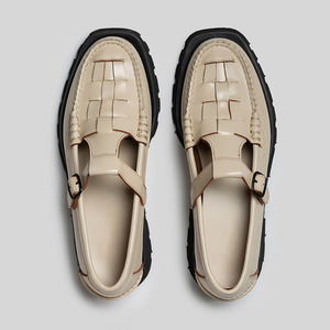 2022春夏西班牙hereu小众手工编织全牛皮t字乐福鞋女士休闲小皮鞋