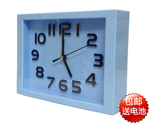 韩版简约糖果色 创意立体数字闹钟 可爱温馨 方形电子座钟台钟