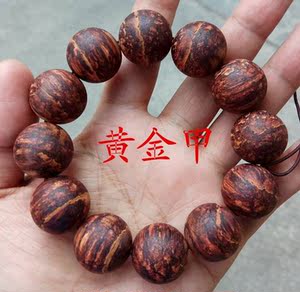 白油奇楠收藏级缅甸小叶降真香黄糖结麻丝佛珠黄金甲手串木料把件