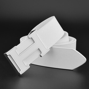 hammsz新款皮带男士真皮平滑扣社会小伙网红裤腰带大牌白色字母