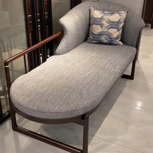 新中式北美黑胡桃木贵妃椅现代家用躺椅客厅实木单人布艺沙发床