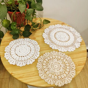 纯棉餐垫ins风复古纯手工钩针蕾丝隔热布艺杯垫碗垫圆形盘垫防滑
