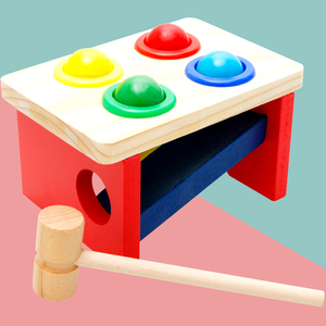婴幼儿童益智力宝宝早教木质敲球台颜色配对敲打击多功能动手玩具