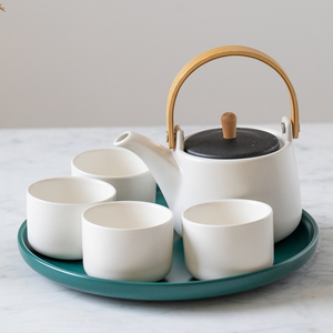 茶壶套装家用整套简约下午茶茶具功夫茶杯茶盘陶瓷日式和风提梁壶
