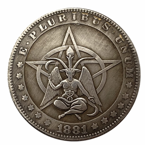 1881流浪者山羊天使动物仿古铜旧银纪念币 收藏币阴阳币银币硬币