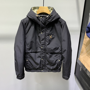 冬季男士连帽潮流工装鹿头刺绣羽绒服休闲百搭帅气保暖羽绒外套冬