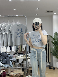 简约不简单！MEET+短款T恤女2024夏装新款韩版宽松百搭打底衫上衣