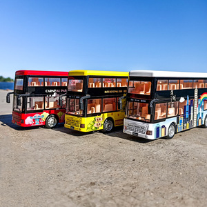 1/50双层豪华巴士公交车观光车仿真合金汽车模型声光回力儿童玩具