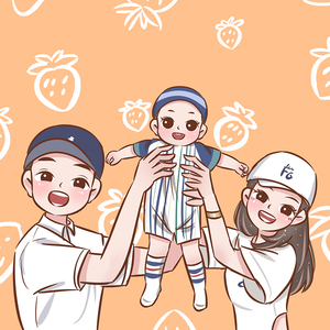 全家福动漫卡通图手绘一家三口头像亲子出游q版漫画定制宝宝约稿
