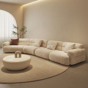 纳威意式轻奢弧形布艺沙发客厅简约现代奶油风异形转角日式侘寂风