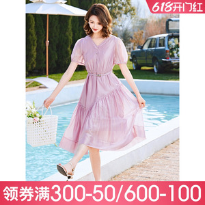 【迪】高端气质奢华显瘦洋气长裙子2024夏季新款品牌折扣女装