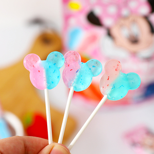 迪士尼双色米奇头棒棒糖草莓熊西瓜香橙味双拼果味糖果儿童零食