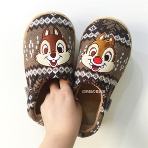 日单 奇奇蒂蒂花栗鼠松鼠兄弟 针织毛线女士拖鞋 地板拖静音