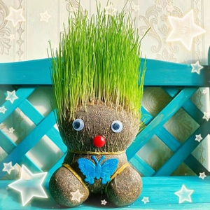 卡通阳台解压会长草解闷盆栽花卉抖音同款长草头发娃娃小草头长