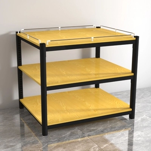 超市堆头货架牛奶零食地堆展示架钢木三层促销台粮油鸡蛋陈列架