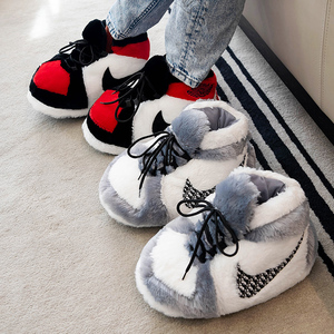 aj棉拖鞋冬季保暖鞋恶搞毛绒棉拖包跟男女情侣居家胖胖鞋aj棉鞋冬