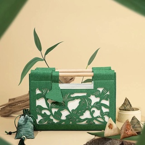 木柄毛毡包礼品手提袋 中秋节企业公司商务礼盒拼色创意礼品袋