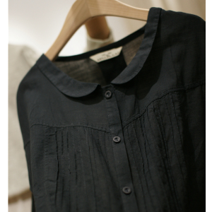 黑色棉麻衬衫女文艺