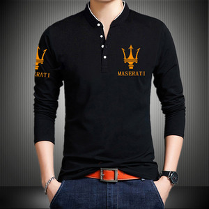 特大码长袖t恤男2020春秋新款纯棉立领修身型上衣5xl6xl玛莎拉蒂