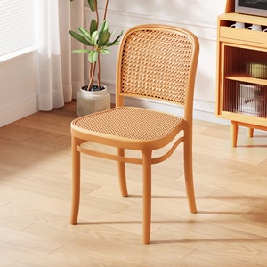 塑料椅子家用餐桌椅新款靠背椅户外透气藤椅子加厚凳子仿实木餐椅