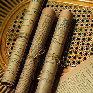 怀旧复古英文书本小书卷报纸道具书房咖啡店装饰摆件美式书卷纸张