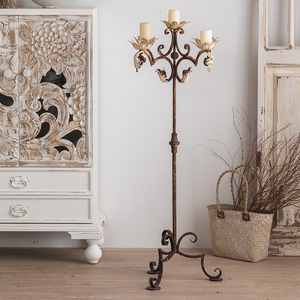 欧式复古铁艺烛台摆件民宿酒店大厅装饰落地烛台架影楼婚礼道具
