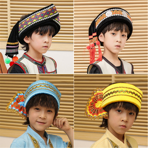 儿童少数民族帽子傣族头饰 彝族苗族帽子泰国东南亚头饰表演服装