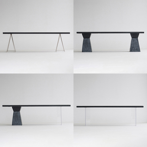 叁几 实木白蜡木桌腿不锈钢碳素钢亚克力支架定制大板桌桌脚铁艺