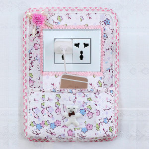 开关保护套布艺带蕾丝带兜防尘罩双开关贴墙贴四位灯插座装饰简约