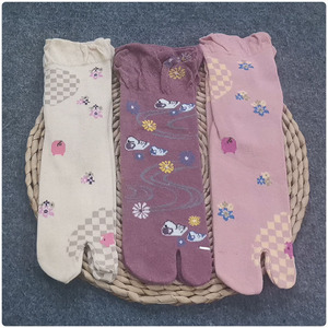 日式系松口中筒二趾袜两指袜夹脚分趾足袋木屐袜女士纯棉袜子四季