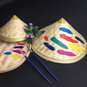 斗笠画/幼儿园画画材料/手工制作材料彩绘斗笠创意diy幼儿园装饰