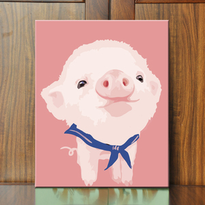diy/数字油画卡通可爱动物手绘填色画客厅卧室家居装饰画萌萌猪