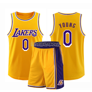 湖人尼克杨0号紫金圆领球衣单件上衣女背心球衣定制套装男篮球服