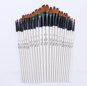 短杆尼龙毛斜峰/舌锋画笔套装24支装水粉笔水彩笔丙烯画笔油画笔
