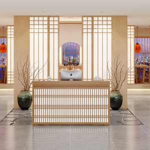 日式收银台吧台简约复古餐厅饭店中式前台接待台酒店日料店柜台桌
