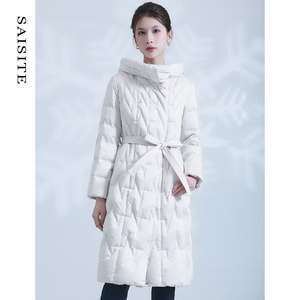 赛斯特女装23新款冬季外套 长款连帽白鹅绒休闲羽绒服 H23032