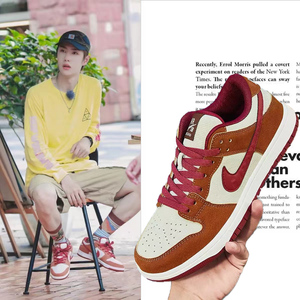 王一博同款鞋女aj棕色红勾运动透气休闲sb dunk北卡蓝联名鞋aj1男