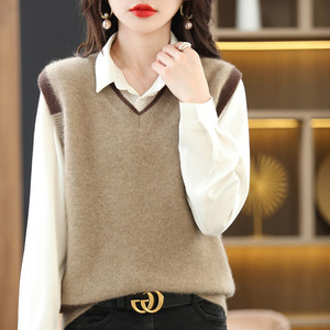 正品哥弟新款大牌清仓捡漏羊绒衫马甲背心女春秋毛衣羊毛针织坎肩