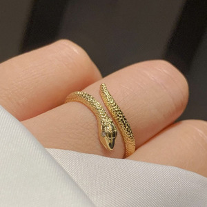 「灵蛇」纯银ins风蛇型戒指女开口可调节2022年新潮个性生肖饰品