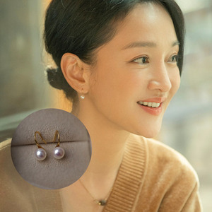 小敏家周迅刘小敏同款耳环纯银耳钩天然淡水珍珠耳钉女气质耳饰