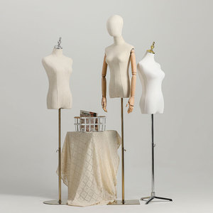 女半身模特道具服装模特架橱窗展示服装店女装模特金色银色木手臂