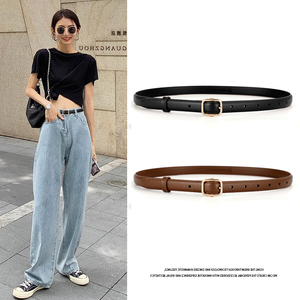 黑色真皮女士皮带配牛仔裤2022新款时尚百搭高级感细腰带装饰西裤