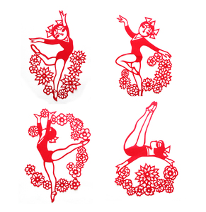 000人付款淘宝剪纸姑娘少儿舞蹈喜庆民俗剪纸窗花杂技舞台大屏led背景