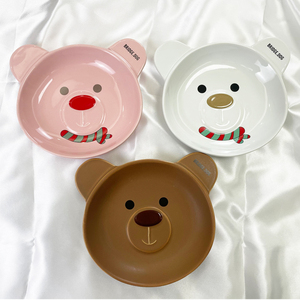 韩国BRIDGE DOG布朗熊宠物餐盘猫咪喂食碗陶瓷小熊猫粮盘子BD猫碗
