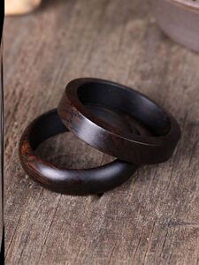 桃木戒指紫檀黑檀木头戒指情侣对戒尾戒手工定制镶嵌925银指环戒