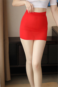 辉雅伦 冰丝牛奶丝半透明超薄诱惑半身裙包臀修身裙超短裙 8076