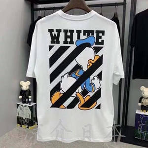 凉介日本 off white 20新款男女情侣唐老鸭休闲宽松百搭短袖t恤