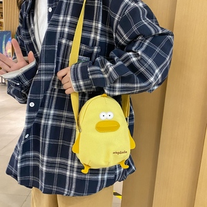 可爱小鸭子帆布斜挎包夏季新款手机包布包包女学生精致小清新包包