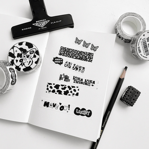 blanklabel 61 butterfly黑白和纸胶带学生文具手帐贴纸素材装饰