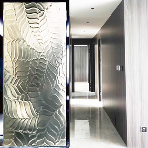 定制艺术钢化玻璃雕花隔断墙屏风入户玄关现代简约透光不透明家用